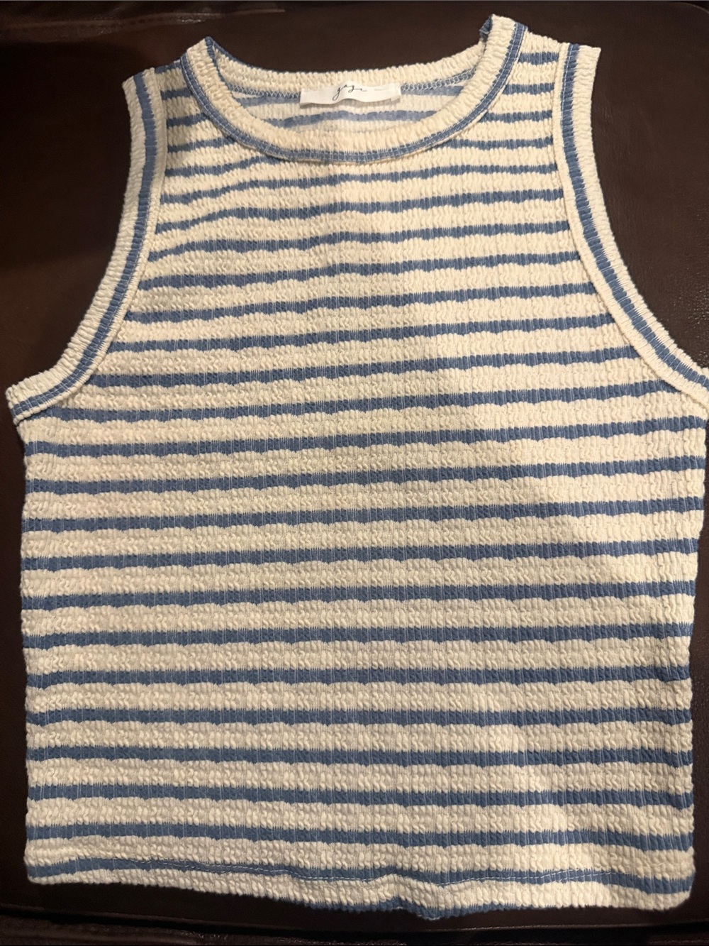 Striped Sleeveless Knit Tank Top - Blue & White